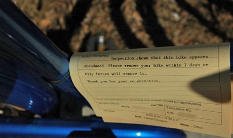 Bike removal notice